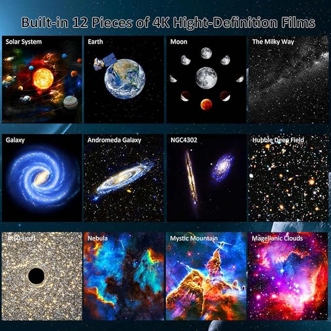 Galaxy Star Projector with 360 Degree Rotation Night Sky Light 13 Replaceable Galaxy Discs LED Projection Lamp for Bedroom Home Decor Kids and Adults