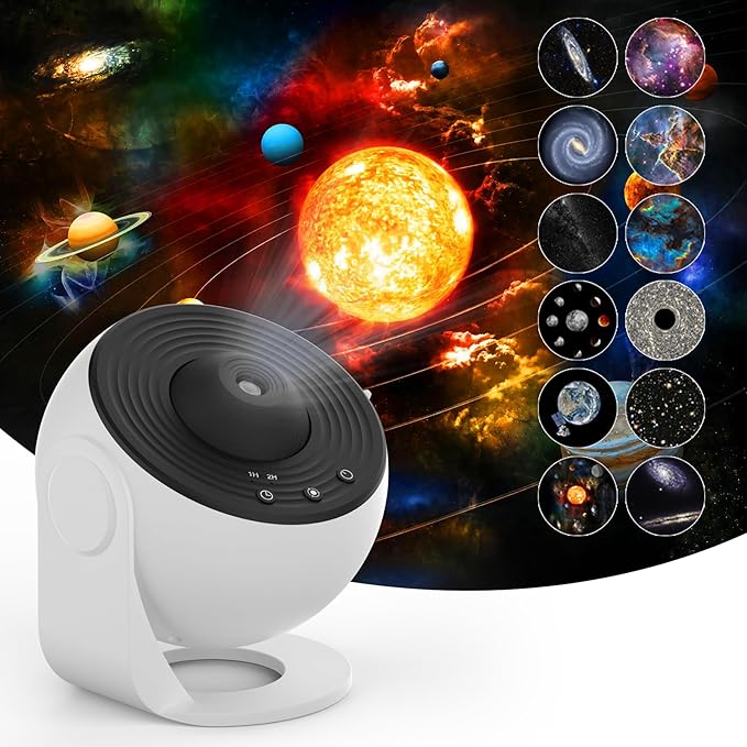 Galaxy Star Projector with 360 Degree Rotation Night Sky Light 13 Replaceable Galaxy Discs LED Projection Lamp for Bedroom Home Decor Kids and Adults