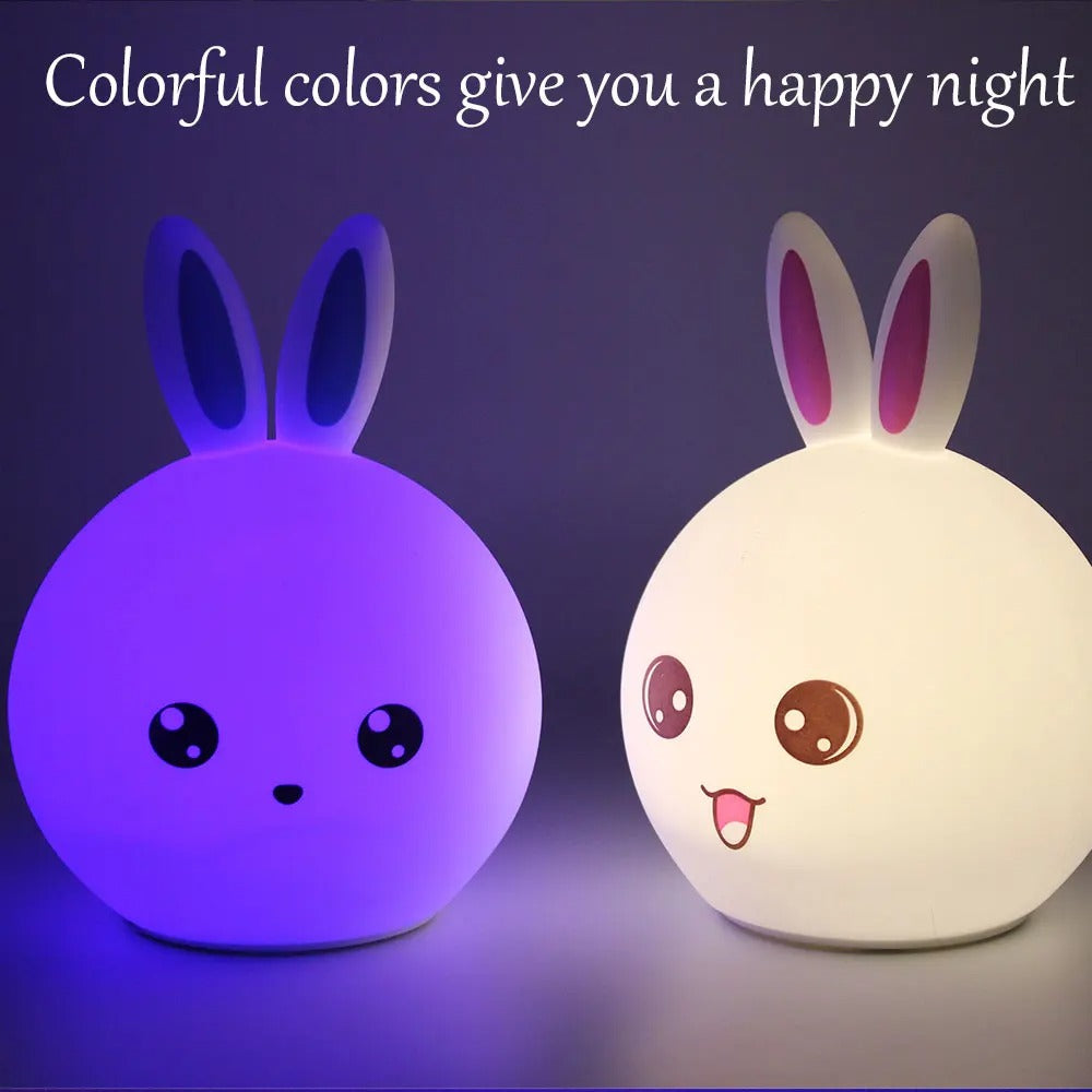 Original Imported Rabbit Silicone Touch Night Light – Color Changing Breathing LED Lamp for Kids Room & Bedroom