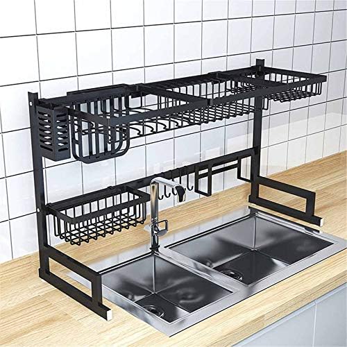 Over Sink Kitchen Dish Drying Rack Organizer | Stainless Steel Storage Shelf with Utensil Holders for Kitchen Essentials, 65/85cm