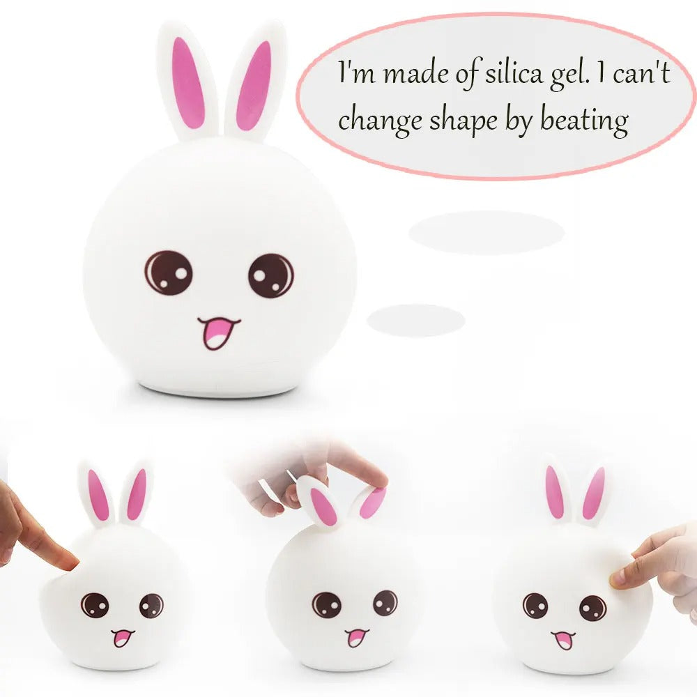Original Imported Rabbit Silicone Touch Night Light – Color Changing Breathing LED Lamp for Kids Room & Bedroom