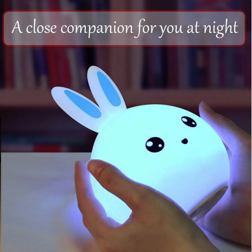 Original Imported Rabbit Silicone Touch Night Light – Color Changing Breathing LED Lamp for Kids Room & Bedroom