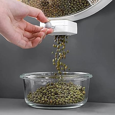 Wall-Mounted 6-Grid Dry Food Dispenser Storage Container | Rotating Grain, Rice, Cereal, Coffee Bean and Snack Organizer for Kitchen